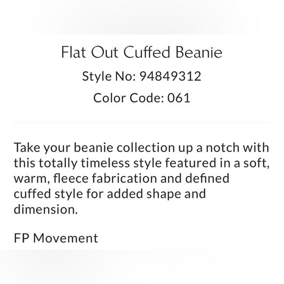 Free People FP Movement Spellout Fleece Flat Out Cuffed Beanie Hat in Black - Picture 8 of 8